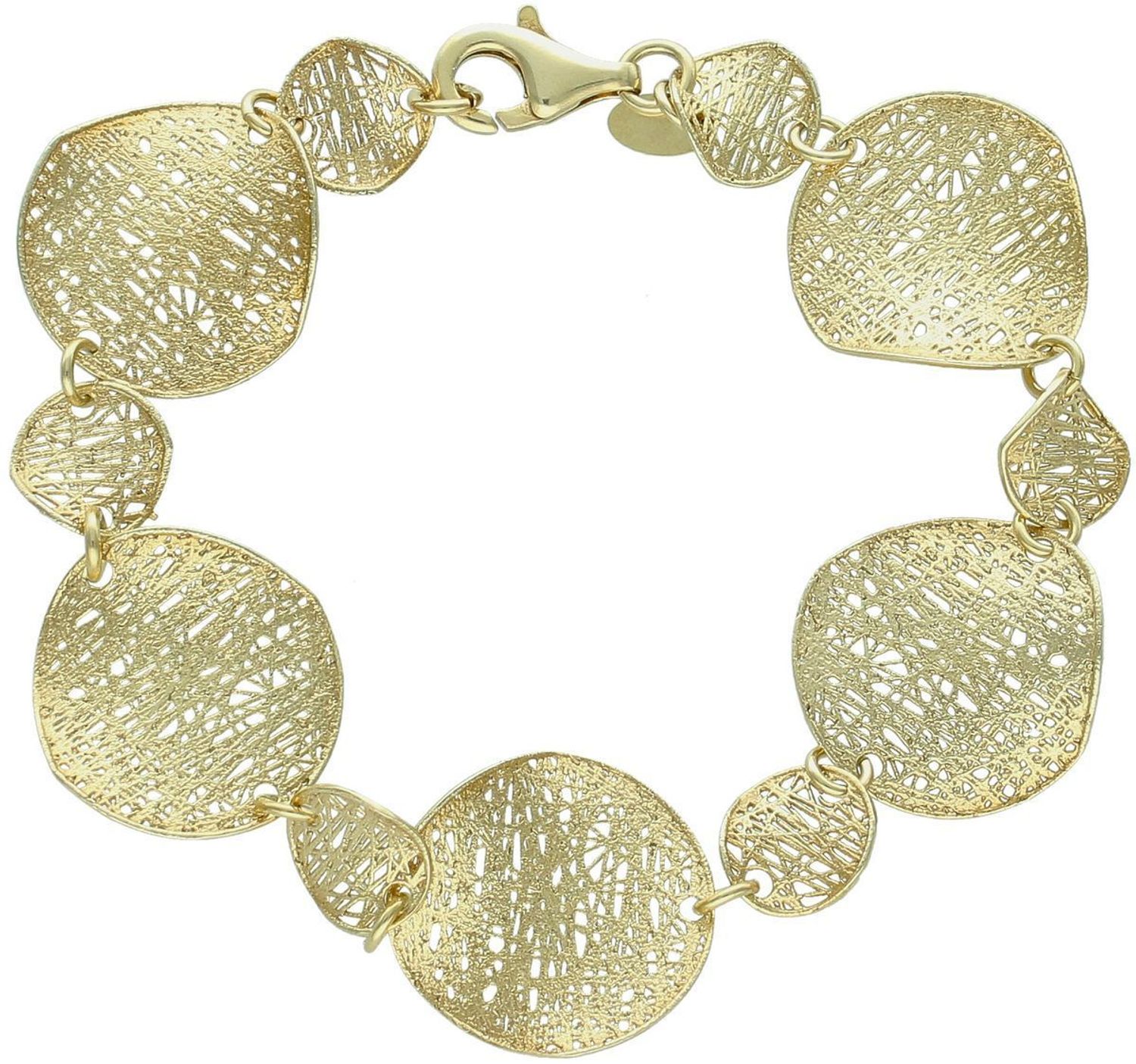 Srebrna bransoletka damska próba 925, pozłacana, z dużymi ażurowymi ogniwami – szerokość ogniwa 2,0 cm, długość 19 cm. Stylowa, lekka i wyjątkowa.1.jpg